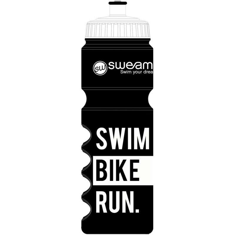 Bidon TRIATHLON SWEAMS Swim Bike Run - Black White - 750ml Bidon TRIATHLON SWEAMS Swim Bike Run - Black White - 750ml