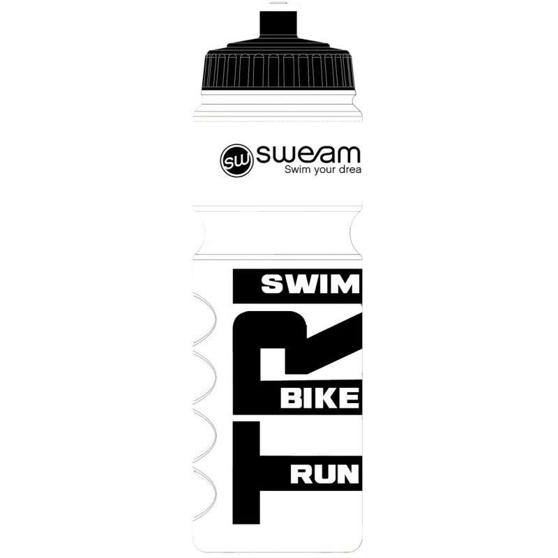 Bidon TRIATHLON SWEAMS Swim Bike Run - White Black - 750ml Bidon TRIATHLON SWEAMS Swim Bike Run - White Black - 750ml