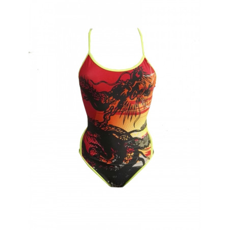 SWEAMS DRAGON ATTACK - Maillot femme 1 piece bretelles fines | Les4Nages