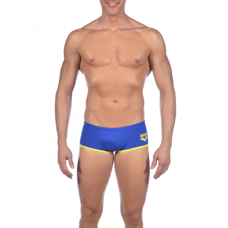 ARENA One biglogo Neon Blue Yellow Star - Low waist short - Boxer Natation Homme  | Les4Nages