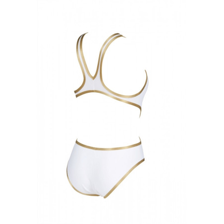 ARENA One Biglogo White Gold - Maillot Natation Femme 1 piece Blanc Or