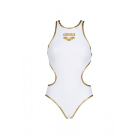 ARENA One Biglogo White Gold - Maillot Natation Femme 1 piece Blanc Or
