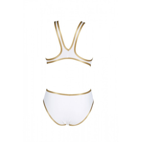 ARENA One Biglogo White Gold - Blanc et Or - Maillot Natation Femme 1 piece