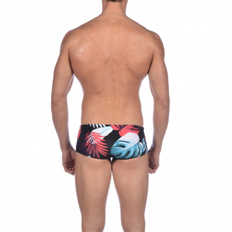 Arena TROPICAL LEAVES Low Waist Short Black Multi- Boxer Natation Homme | Les4Nages