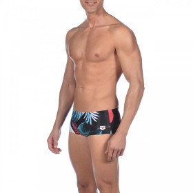 Arena TROPICAL LEAVES Low Waist Short Black Multi- Boxer Natation Homme