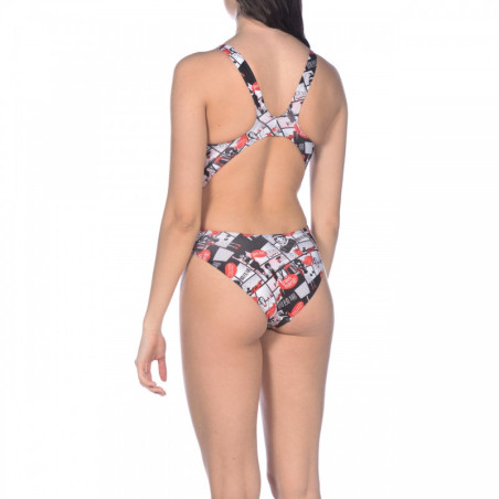 Arena COMICS Race (Taille 8 ans) Swim Tech - Red Multi - Maillot Natation Fille | Les4Nages
