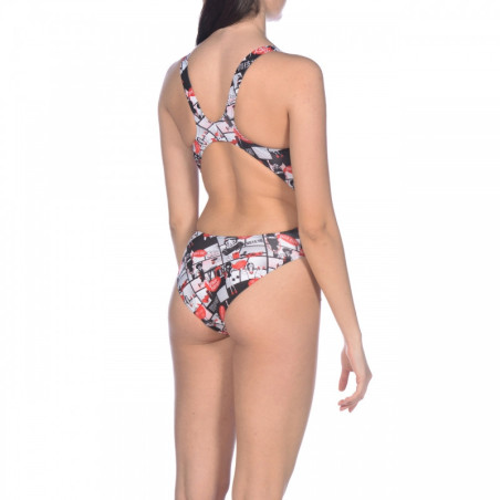 Arena COMICS Race (Taille 8 ans) Swim Tech - Red Multi - Maillot Natation Fille | Les4Nages