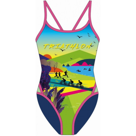 SWEAMS TRIATHLON SPIRIT - Maillot femme 1 piece bretelles fines | Les4Nages