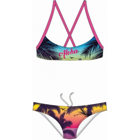 Maillot de bain SWEAMS ALOHA YELLOW - Maillot femme 2 pieces | Les4Nages