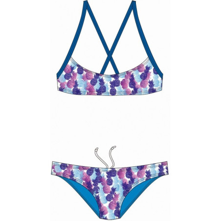 Maillot de bain SWEAMS PINEAPPLE BLUE - Maillot femme 2 pieces | Les4Nages