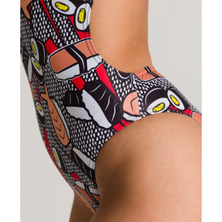 Arena CRAZY SUSHI - X Criss Cross Back Black Multi- Maillot Natation Femme Noir | Les4Nages