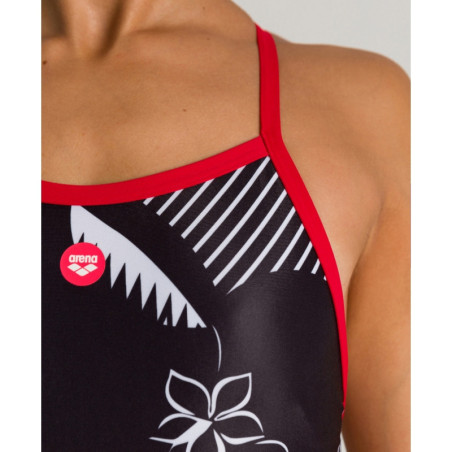 Arena CRAZY KOKESHI (taille 8 ans)  - Lightech Back - Black Red - Maillot Natation Fille