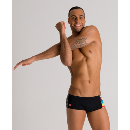 Arena CRAZY KOKESHI - Low Waist Short - Black Red - Boxer Natation Homme | Les4Nages