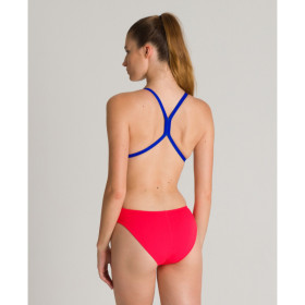 ARENA SOLID Lightech High -  Fluo Red Neon Blue - Maillot Femme Natation 1 piece