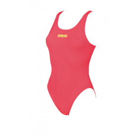 Arena SOLID Swim Tech  High -  Fluo Red Soft Green  - Maillot Natation Femme 1 pièce