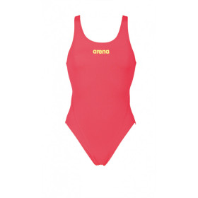 Arena SOLID Swim Tech  High -  Fluo Red Soft Green  - Maillot Natation Femme 1 pièce