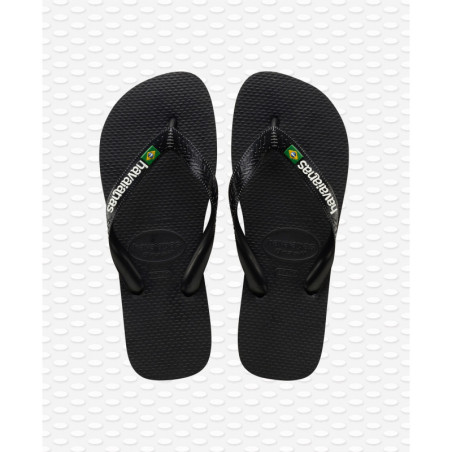 HAVAIANAS BRASIL LOGO Mini Me - BLACK/BLACK | Les4Nages