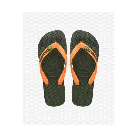 HAVAIANAS BRASIL LOGO - GREEN OLIVE/VIBRANT ORANGE