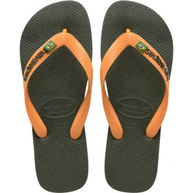 HAVAIANAS BRASIL LOGO - GREEN OLIVE/VIBRANT ORANGE