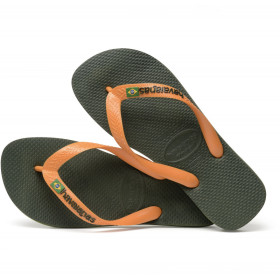 HAVAIANAS BRASIL LOGO - GREEN OLIVE/VIBRANT ORANGE