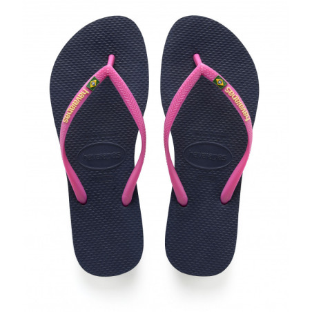 HAVAIANAS SLIM BRASIL LOGO - NAVY BLUE