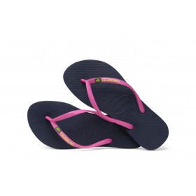 HAVAIANAS SLIM BRASIL LOGO - NAVY BLUE