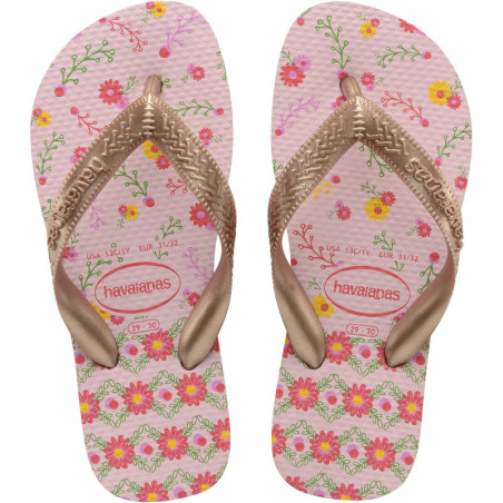 HAVAIANAS Kids Flores - Crystal Rose / Rose Gold Metallic | Les4Nages