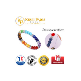 BRACELET PIERRES NATURELLES - KIREI PARIS BIJOUX - 7 CHAKRAS INFINITY 8mm