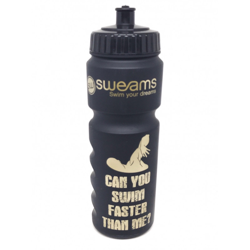 Bidon NATATION SWEAMS Can you swim faster than me - Black Matt GOLD - 750ml