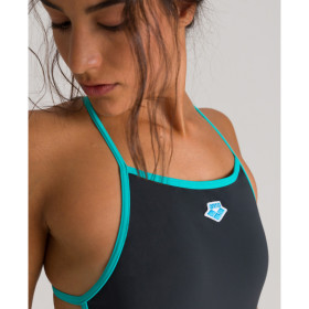 ARENA ICONS Straps - Ash Grey - Maillot Natation Femme 1 piece