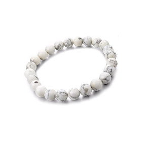 Bracelet Pierres Naturelles HOWLITE BLANCHE 8mm - KIREI PARIS BIJOUX