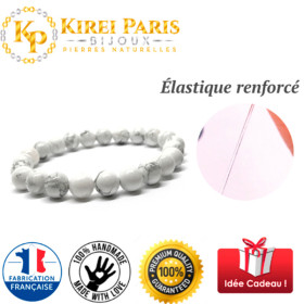 Bracelet Pierres Naturelles HOWLITE BLANCHE 8mm - KIREI PARIS BIJOUX