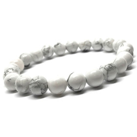 Bracelet Pierres Naturelles HOWLITE BLANCHE 8mm - KIREI PARIS BIJOUX