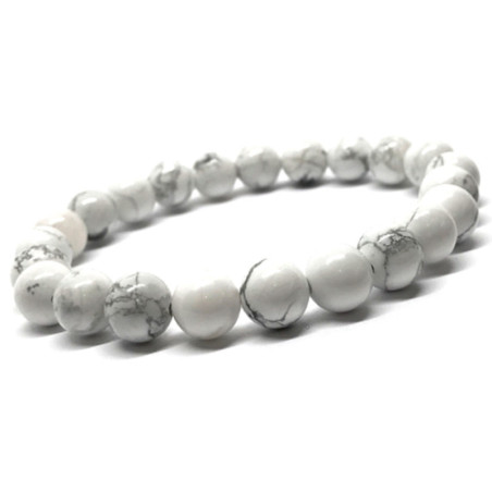 Bracelet Pierres Naturelles HOWLITE BLANCHE 8mm - KIREI PARIS BIJOUX | Les4Nages