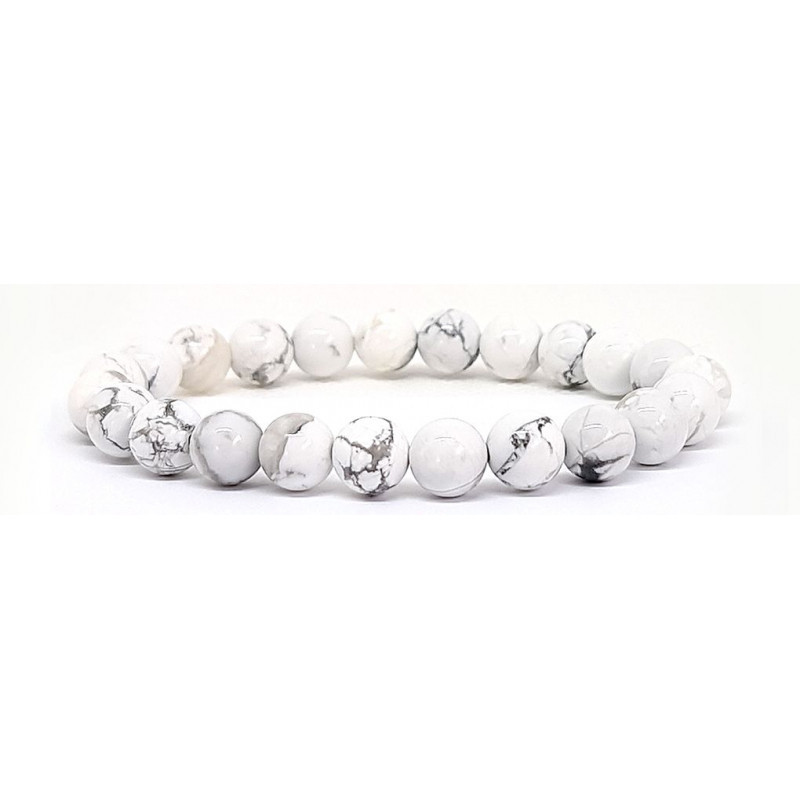 Bracelet Pierres Naturelles HOWLITE BLANCHE 8mm - KIREI PARIS BIJOUX | Les4Nages