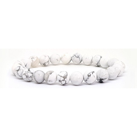 Bracelet Pierres Naturelles HOWLITE BLANCHE 8mm - KIREI PARIS BIJOUX | Les4Nages