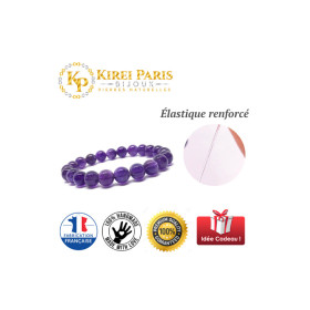 Bracelet Pierres Naturelles AMETHYSTE 8mm - KIREI PARIS BIJOUX