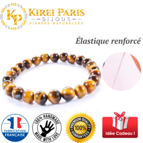 Bracelet Pierres Naturelles OEIL DE TIGRE JAUNE 8mm - KIREI PARIS BIJOUX