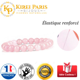 Bracelet Pierres Naturelles QUARTZ ROSE 8mm - KIREI PARIS BIJOUX