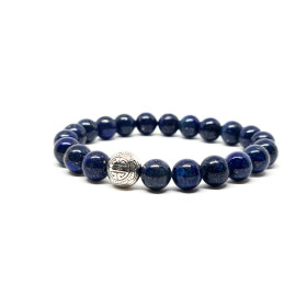 BRACELET PIERRES NATURELLES et ARGENT - KIREI PARIS BIJOUX - LONG LIFE et LAPIS LAZULI 8mm