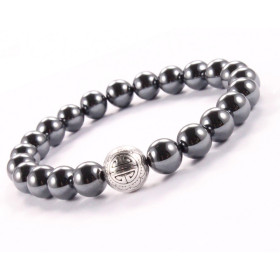 BRACELET PIERRES NATURELLES et ARGENT - KIREI PARIS BIJOUX - LONG LIFE et HEMATITE 8mm