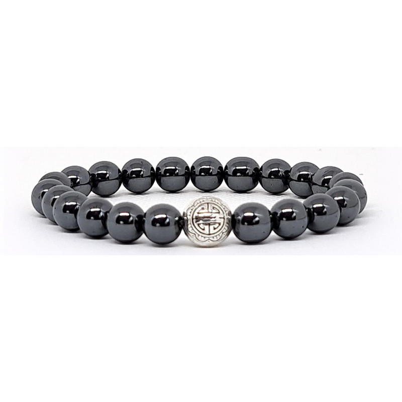 BRACELET PIERRES NATURELLES et ARGENT - KIREI PARIS BIJOUX - LONG LIFE et HEMATITE 8mm | Les4Nages