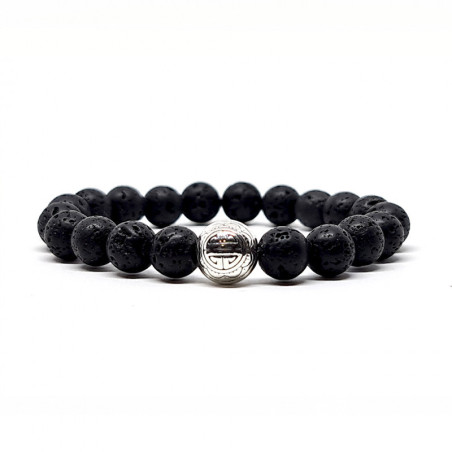 BRACELET PIERRES NATURELLES et ARGENT - KIREI PARIS BIJOUX - LONG LIFE et PIERRE VOLCANIQUE 8mm | Les4Nages
