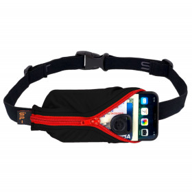 Ceinture SPIBELT Large Pocket - BLACK with red Zipper - Ceinture extensible porte gels, nutrition, telephone ...