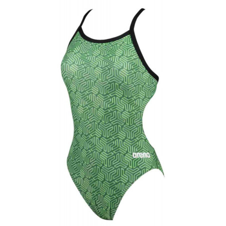 ARENA KIKKO (Taille 8 ans) - Black Multi Green -  Maillot Natation 1 piece