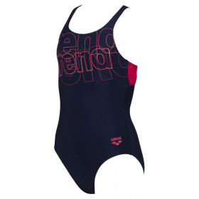 Arena SPOTLIGHT (6-14ans)  Junior - Swim Pro Back - Navy Freak Rose  - Maillot Fille Natation