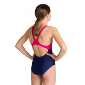 Arena SPOTLIGHT (6-14ans)  Junior - Swim Pro Back - Navy Freak Rose  - Maillot Fille Natation