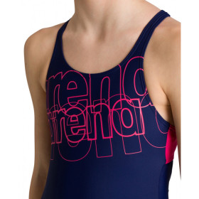 Arena SPOTLIGHT (6-14ans)  Junior - Swim Pro Back - Navy Freak Rose  - Maillot Fille Natation