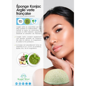 EPONGE VISAGE - ARGILE VERT - KONJAC KIREI PARIS