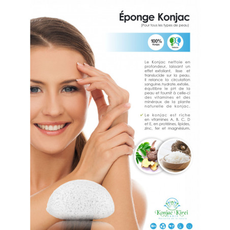 EPONGE VISAGE - KONJAC PUR - KONJAC KIREI PARIS | Les4Nages